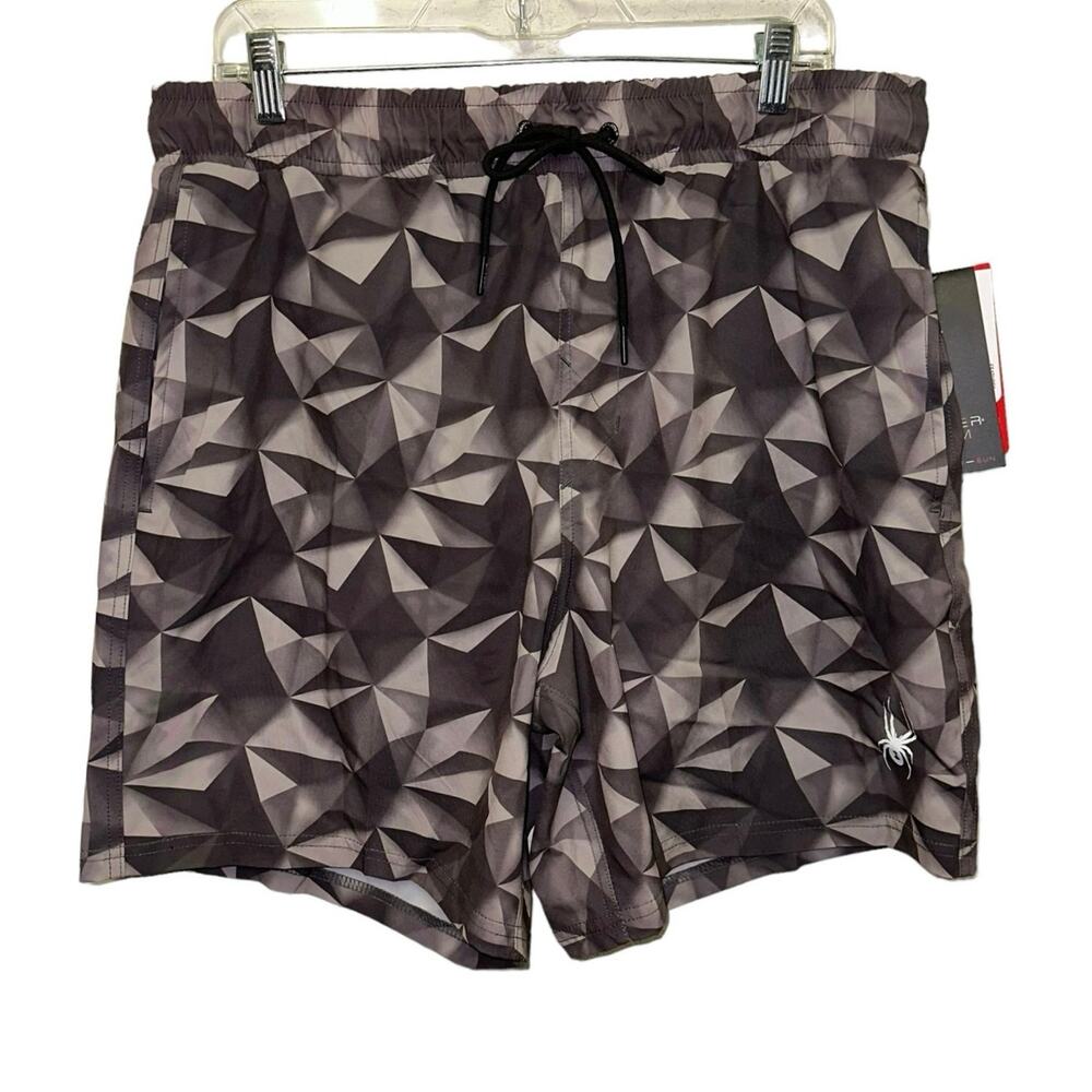 NWT Spyder Swim Trunks Men's XXL Geometric Athletic Board Shorts Quick Dry